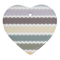 Muted Lace Ribbon Original Grey Purple Pink Wave Heart Ornament (Two Sides)