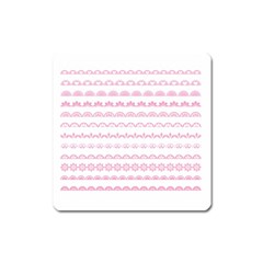 Pink Lace Borders Pink Floral Flower Love Heart Square Magnet