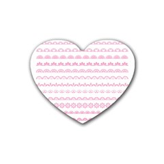 Pink Lace Borders Pink Floral Flower Love Heart Rubber Coaster (heart)  by Alisyart