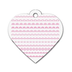 Pink Lace Borders Pink Floral Flower Love Heart Dog Tag Heart (two Sides)