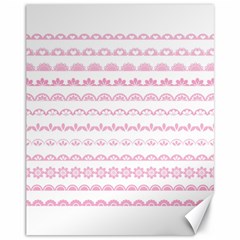 Pink Lace Borders Pink Floral Flower Love Heart Canvas 11  X 14  