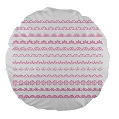 Pink Lace Borders Pink Floral Flower Love Heart Large 18  Premium Flano Round Cushions