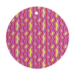 Pink Yelllow Line Light Purple Vertical Ornament (Round)
