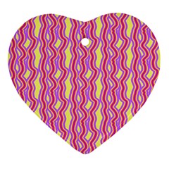 Pink Yelllow Line Light Purple Vertical Ornament (Heart)
