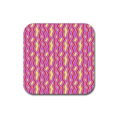 Pink Yelllow Line Light Purple Vertical Rubber Coaster (Square) 