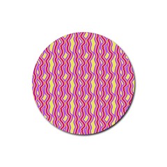 Pink Yelllow Line Light Purple Vertical Rubber Coaster (Round) 