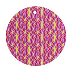 Pink Yelllow Line Light Purple Vertical Round Ornament (two Sides) by Alisyart