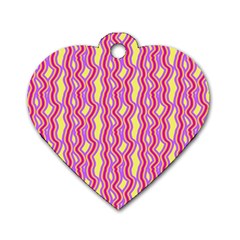 Pink Yelllow Line Light Purple Vertical Dog Tag Heart (One Side)