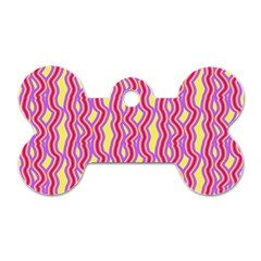 Pink Yelllow Line Light Purple Vertical Dog Tag Bone (Two Sides)