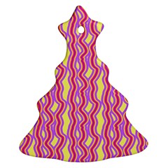 Pink Yelllow Line Light Purple Vertical Ornament (Christmas Tree) 