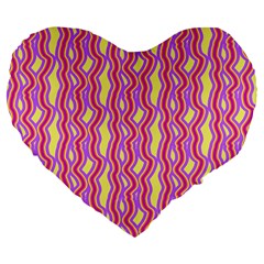 Pink Yelllow Line Light Purple Vertical Large 19  Premium Flano Heart Shape Cushions