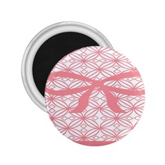 Pink Plaid Circle 2 25  Magnets by Alisyart