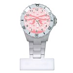 Pink Plaid Circle Plastic Nurses Watch Front