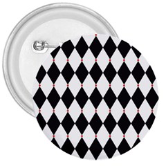 Plaid Triangle Line Wave Chevron Black White Red Beauty Argyle 3  Buttons by Alisyart