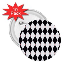 Plaid Triangle Line Wave Chevron Black White Red Beauty Argyle 2 25  Buttons (10 Pack)  by Alisyart