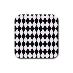 Plaid Triangle Line Wave Chevron Black White Red Beauty Argyle Rubber Square Coaster (4 Pack)  by Alisyart