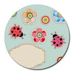 Buttons & Ladybugs Cute Round Mousepads by Simbadda