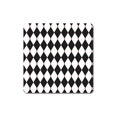 Plaid Triangle Line Wave Chevron Black White Red Beauty Argyle Square Magnet by Alisyart