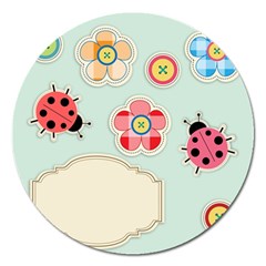 Buttons & Ladybugs Cute Magnet 5  (round) by Simbadda