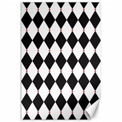 Plaid Triangle Line Wave Chevron Black White Red Beauty Argyle Canvas 20  X 30  