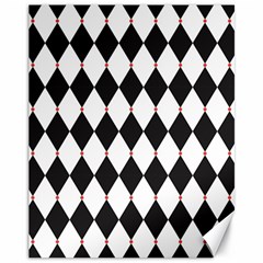 Plaid Triangle Line Wave Chevron Black White Red Beauty Argyle Canvas 11  X 14  