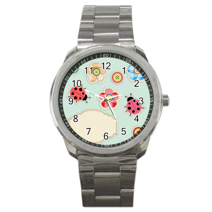 Buttons & Ladybugs Cute Sport Metal Watch