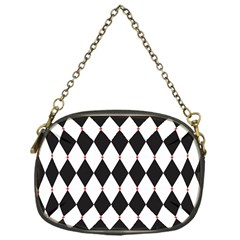 Plaid Triangle Line Wave Chevron Black White Red Beauty Argyle Chain Purses (one Side) 