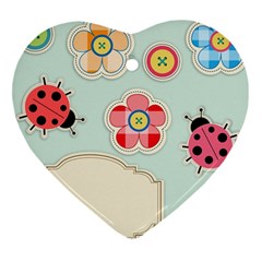 Buttons & Ladybugs Cute Heart Ornament (two Sides) by Simbadda