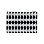 Plaid Triangle Line Wave Chevron Black White Red Beauty Argyle Cosmetic Bag (Medium)  Back