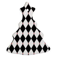 Plaid Triangle Line Wave Chevron Black White Red Beauty Argyle Ornament (christmas Tree)  by Alisyart