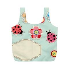 Buttons & Ladybugs Cute Full Print Recycle Bags (m)  by Simbadda