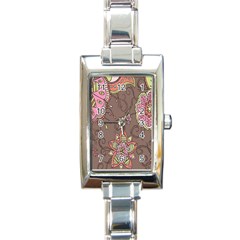 Ice Cream Flower Floral Rose Sunflower Leaf Star Brown Rectangle Italian Charm Watch by Alisyart