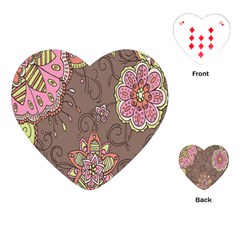 Ice Cream Flower Floral Rose Sunflower Leaf Star Brown Playing Cards (heart) 