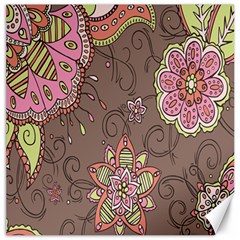 Ice Cream Flower Floral Rose Sunflower Leaf Star Brown Canvas 20  X 20  