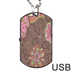 Ice Cream Flower Floral Rose Sunflower Leaf Star Brown Dog Tag Usb Flash (one Side)