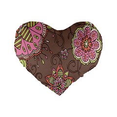 Ice Cream Flower Floral Rose Sunflower Leaf Star Brown Standard 16  Premium Heart Shape Cushions by Alisyart