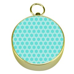 Plaid Circle Blue Wave Gold Compasses by Alisyart