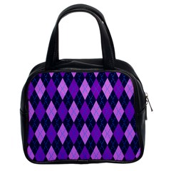 Plaid Triangle Line Wave Chevron Blue Purple Pink Beauty Argyle Classic Handbags (2 Sides)