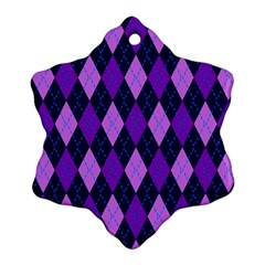 Plaid Triangle Line Wave Chevron Blue Purple Pink Beauty Argyle Snowflake Ornament (two Sides)