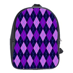 Plaid Triangle Line Wave Chevron Blue Purple Pink Beauty Argyle School Bags (xl) 