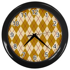 Plaid Triangle Line Wave Chevron Orange Red Grey Beauty Argyle Wall Clocks (black) by Alisyart