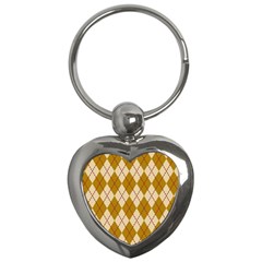 Plaid Triangle Line Wave Chevron Orange Red Grey Beauty Argyle Key Chains (heart) 