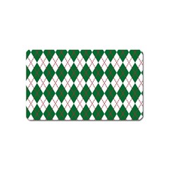 Plaid Triangle Line Wave Chevron Green Red White Beauty Argyle Magnet (name Card) by Alisyart