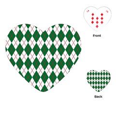 Plaid Triangle Line Wave Chevron Green Red White Beauty Argyle Playing Cards (heart) 