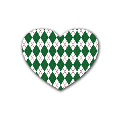 Plaid Triangle Line Wave Chevron Green Red White Beauty Argyle Heart Coaster (4 Pack) 