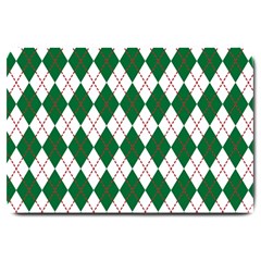 Plaid Triangle Line Wave Chevron Green Red White Beauty Argyle Large Doormat  by Alisyart