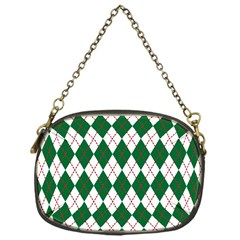 Plaid Triangle Line Wave Chevron Green Red White Beauty Argyle Chain Purses (one Side)  by Alisyart