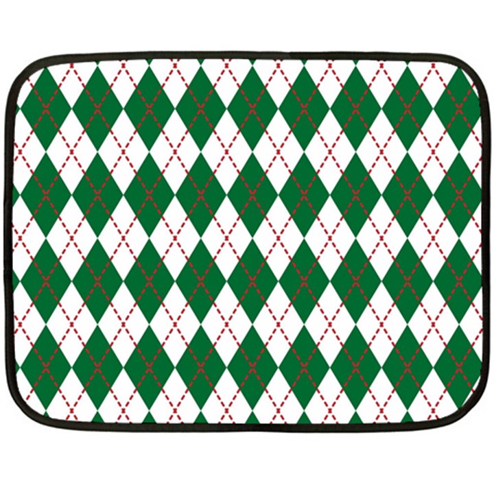 Plaid Triangle Line Wave Chevron Green Red White Beauty Argyle Double Sided Fleece Blanket (Mini) 