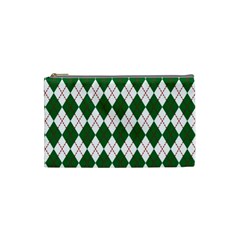 Plaid Triangle Line Wave Chevron Green Red White Beauty Argyle Cosmetic Bag (small) 