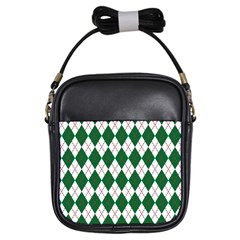 Plaid Triangle Line Wave Chevron Green Red White Beauty Argyle Girls Sling Bags by Alisyart